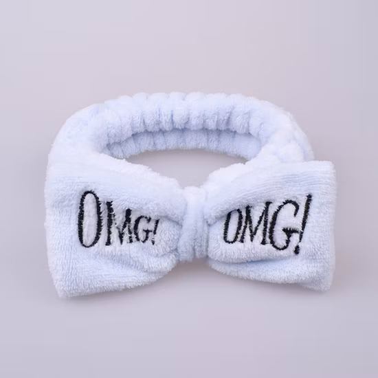Wholesale Girls Cute Face Washing Plush Hairband Omg Letters Bow Coral Fleece Headband Makeup Turban Women Hair Accessories
