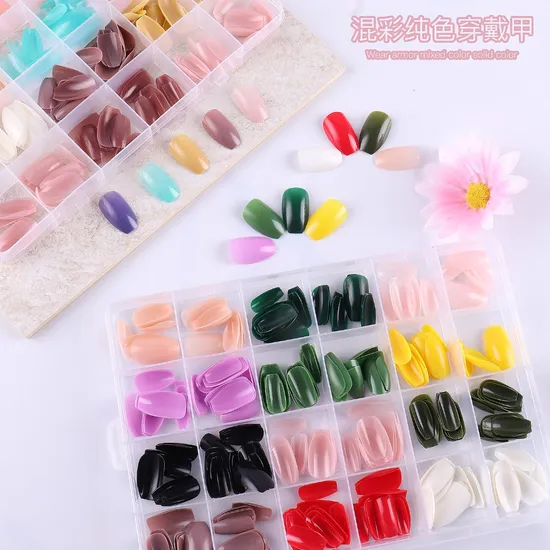 500PCS/Box Transparent Coffin Fake Nails Capsules Artificial Full Cover Reusable False Nails Tips