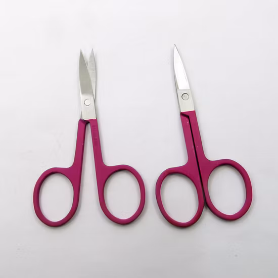 Stainless Steel with Electronic Coating Rubberizd Painting Beauty Scissors Accessories for Eyebrow Eyelash Facial Trimming
