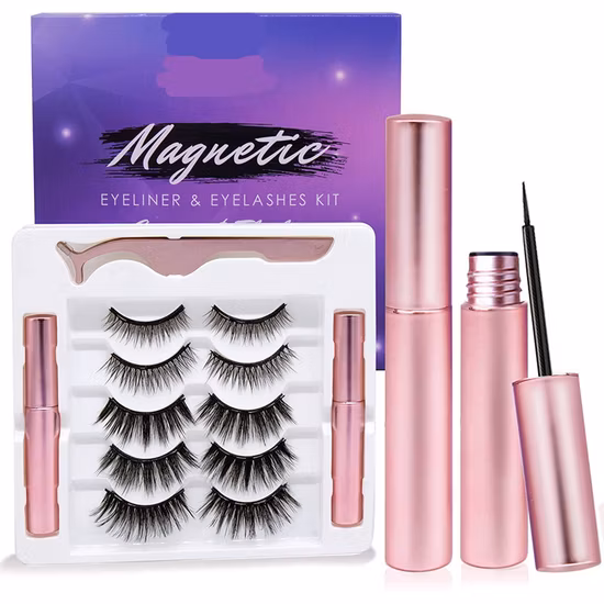 Wholesale 5 Pairs Magnetic Eyeliner and Lashes with Reusable Lashes