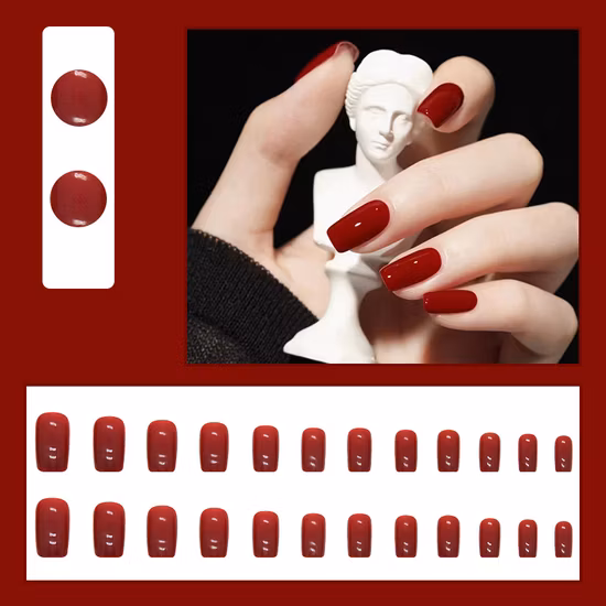 Nailpop 24PCS/Set with Sticker Full Cover False Artificial Fingernails Art French Tips Short Square Designed Press on Nails